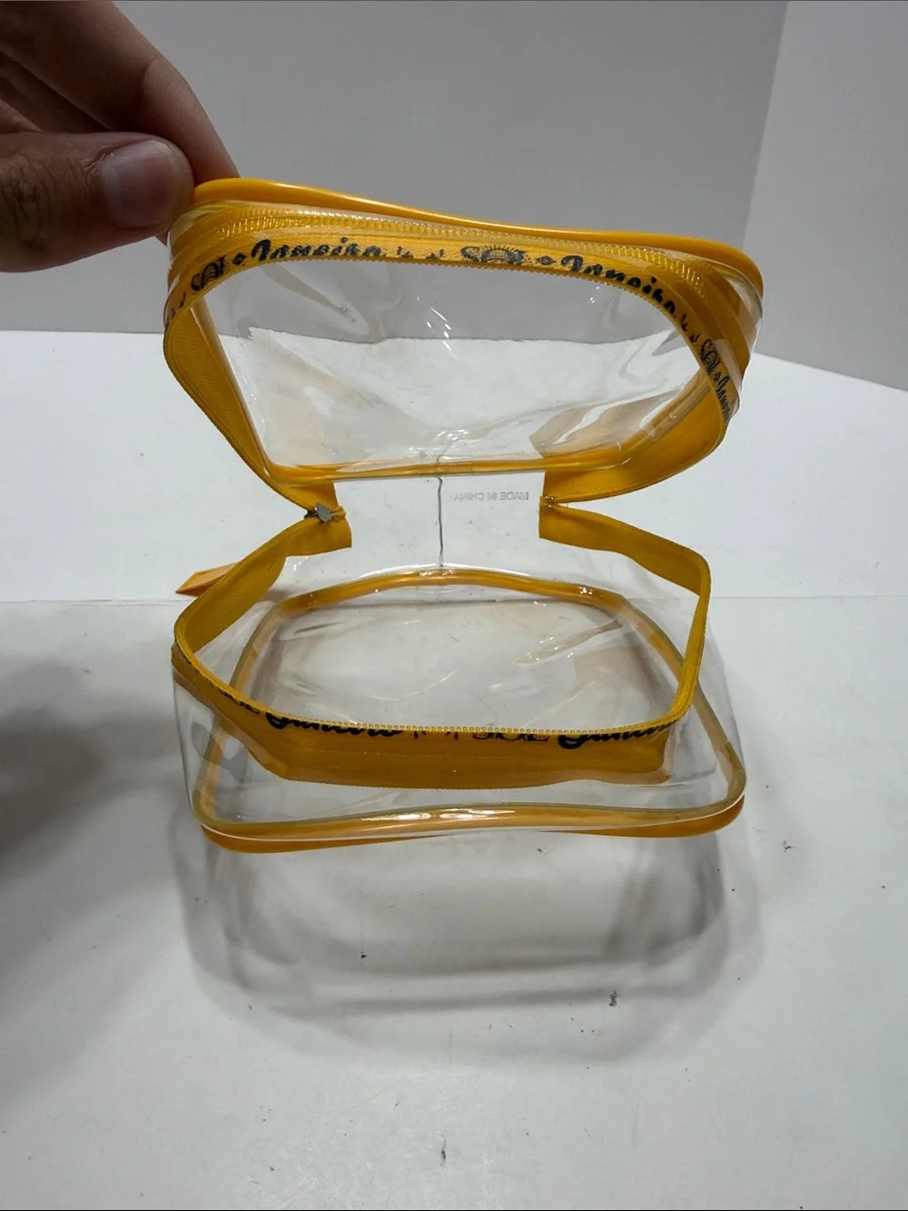 Janeiro Clear Cosmetic Bag with Yellow Trim